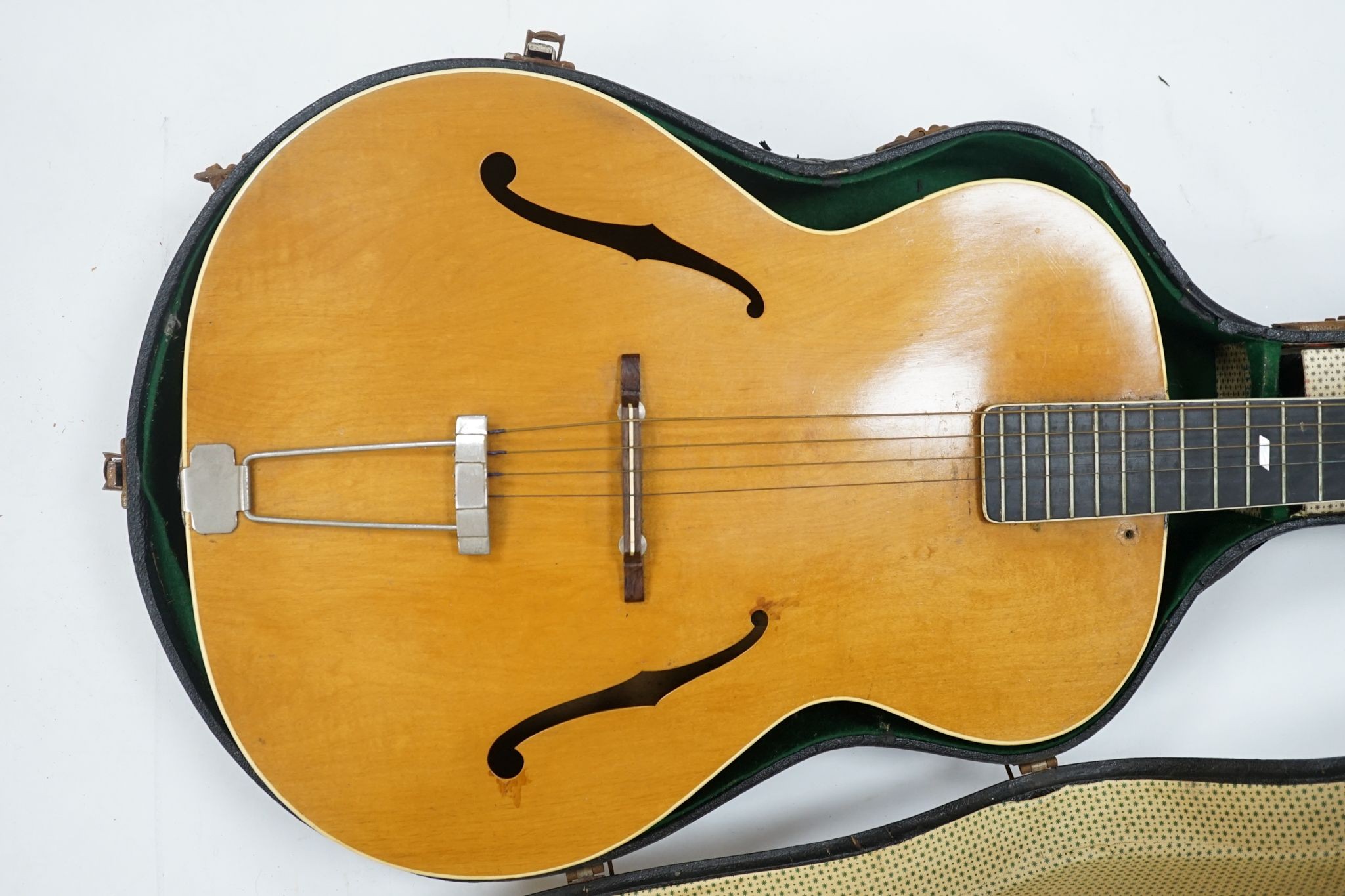 A Radiotone 7812 Jazz Archtop guitar made in the mid to late 1930's in the Czech Republic at Schonbach.